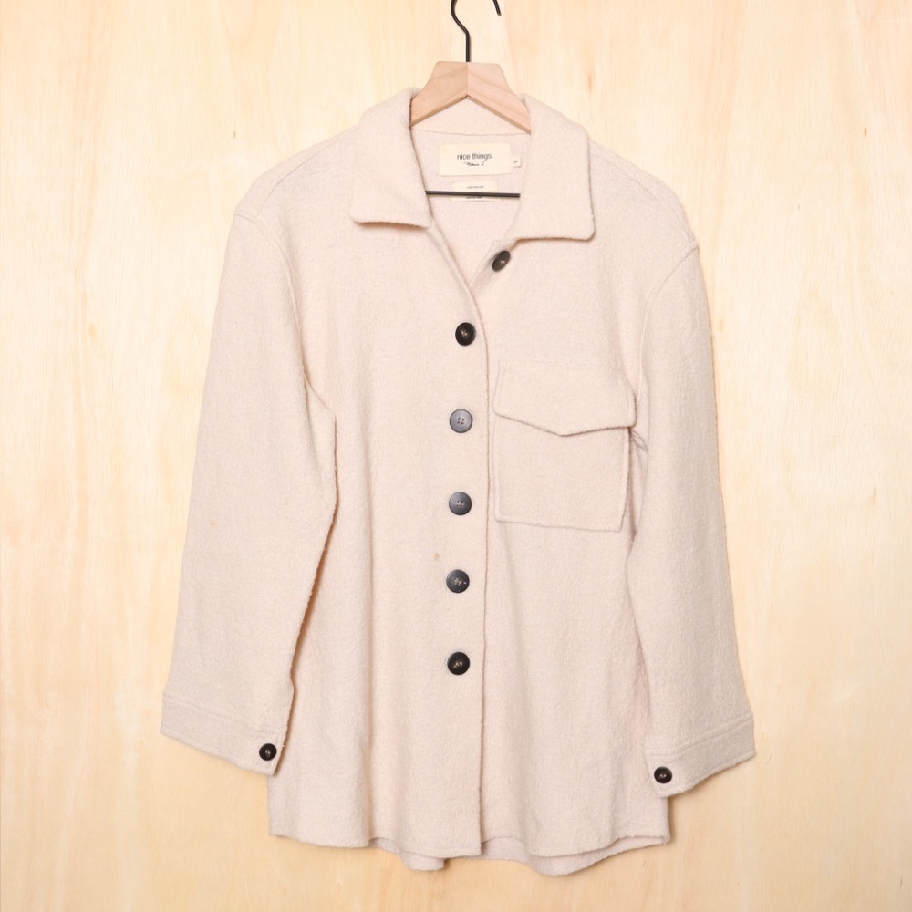 Nice Things Paloma S Wool Shacket Cream Size 38 (M) - Picture 2 of 7